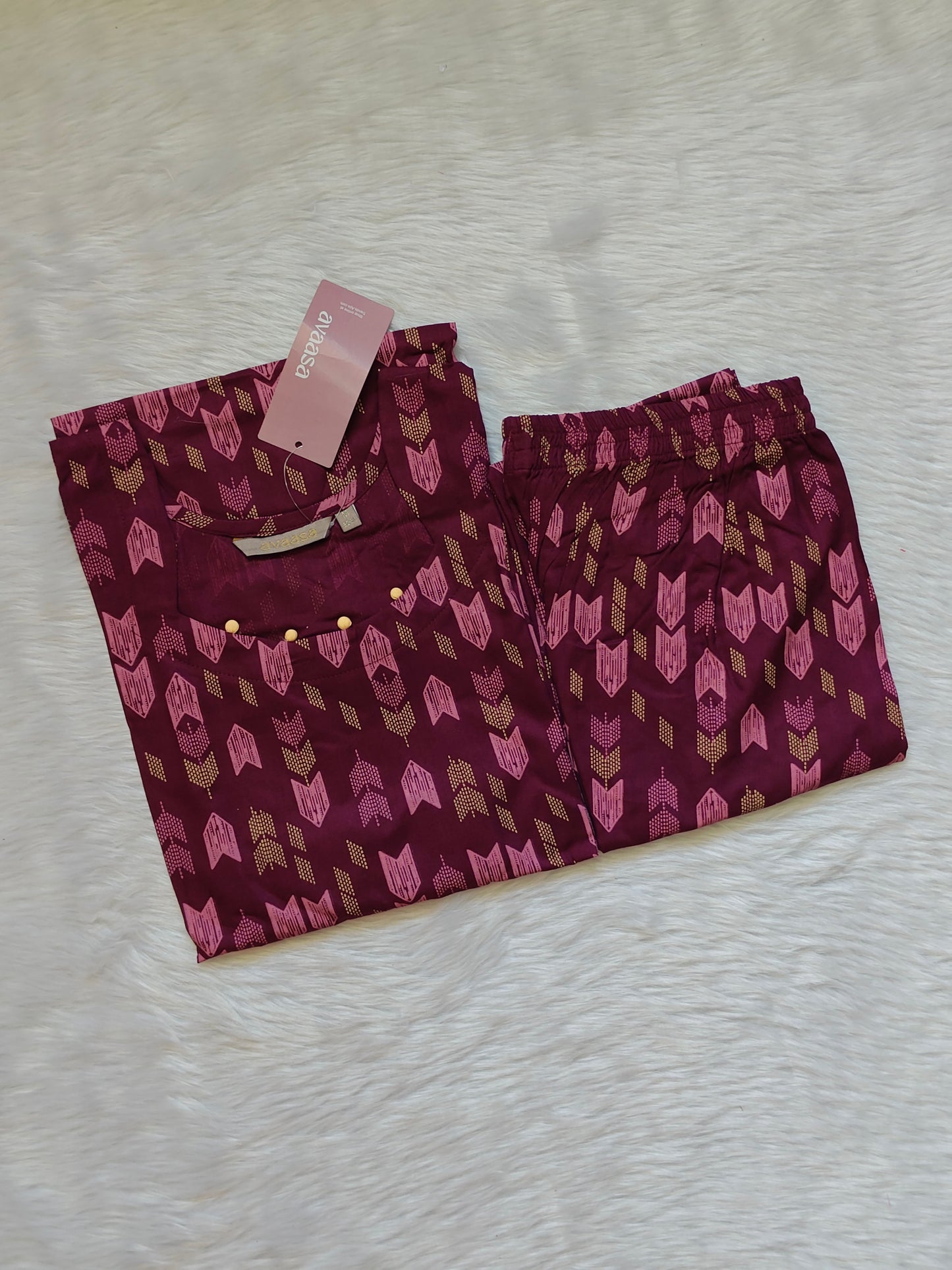 WINE  GEOMETRIC RAYON CORD