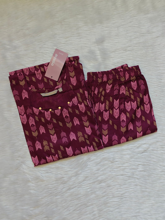 WINE  GEOMETRIC RAYON CORD