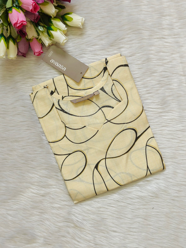 BEIGE ABSTRACT LINE KURTI