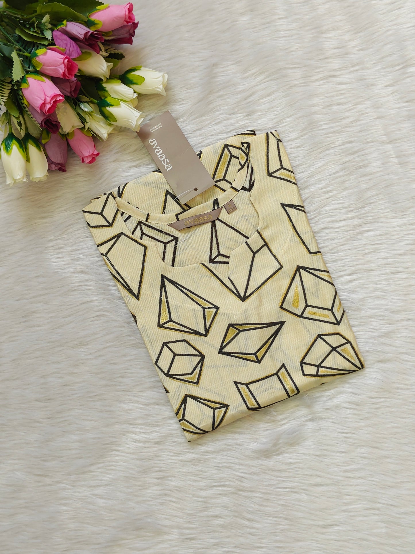 BEIGE GEOMETRIC KURTI