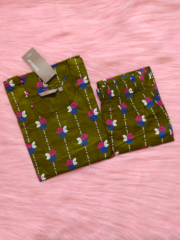 AALI GREEN FLORAL RAYON CORD