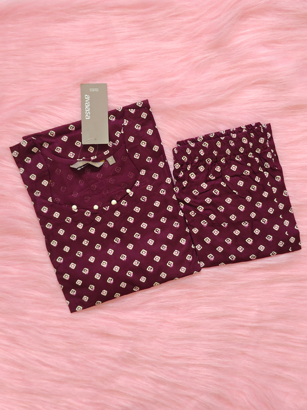 WINE  GEOMETRIC  RAYON CORD
