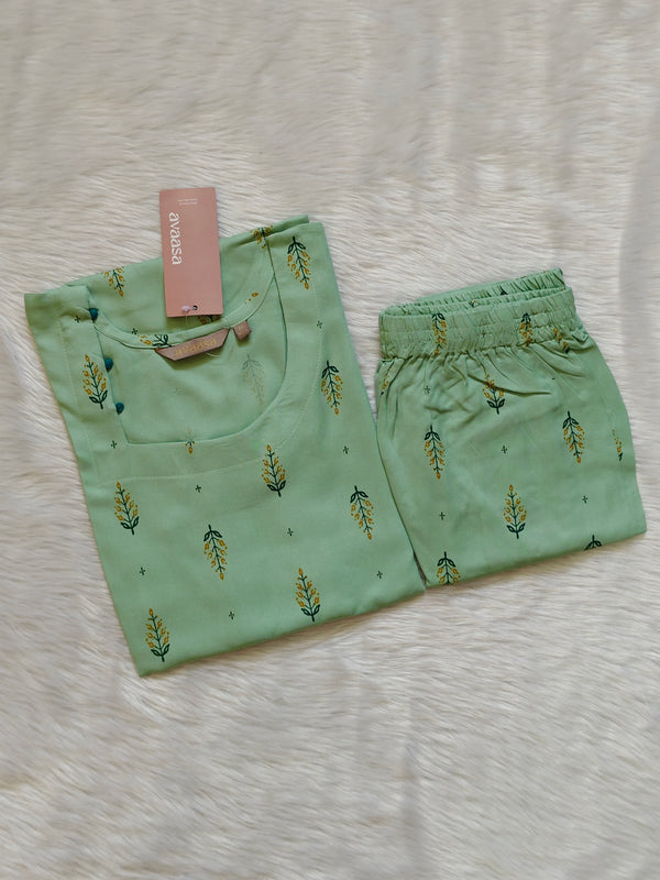 PISTA GREEN FLORAL RAYON CORD