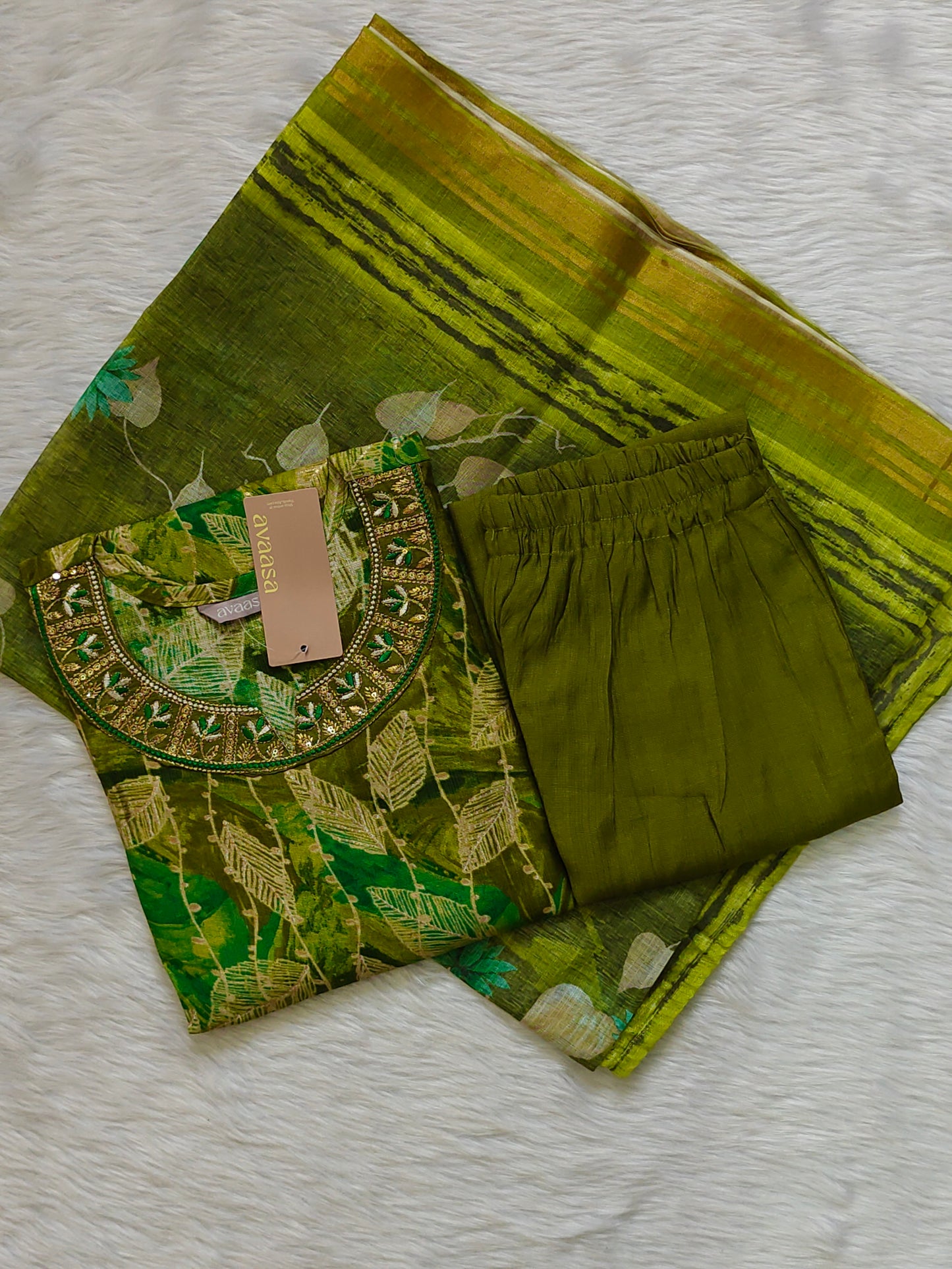 GREEN LEAF FLORAL SET