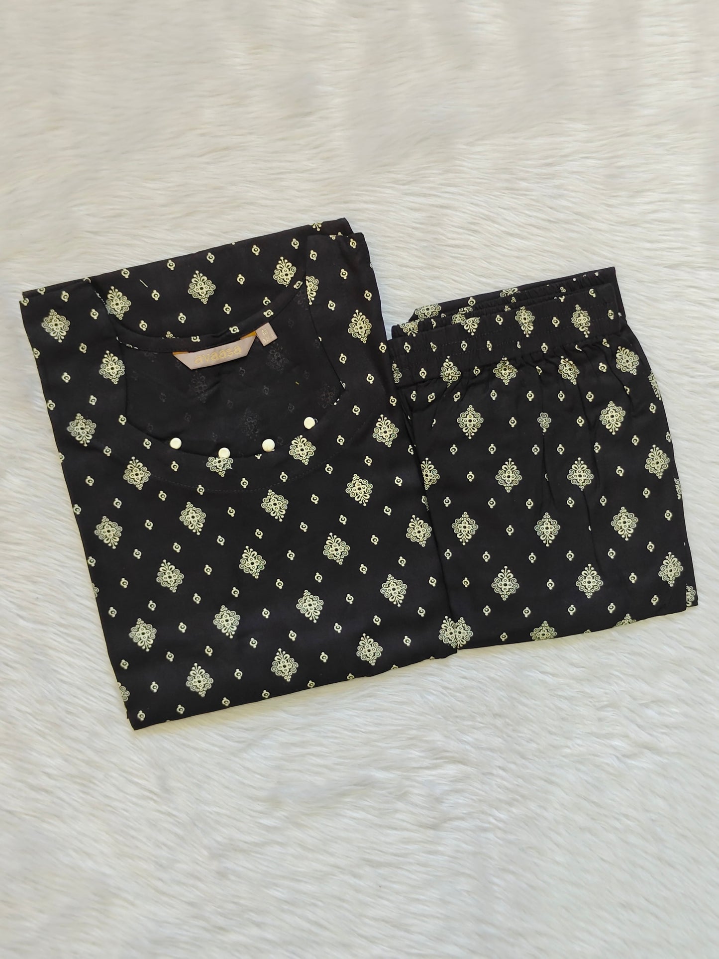 BLACK FLORAL RAYON CORD