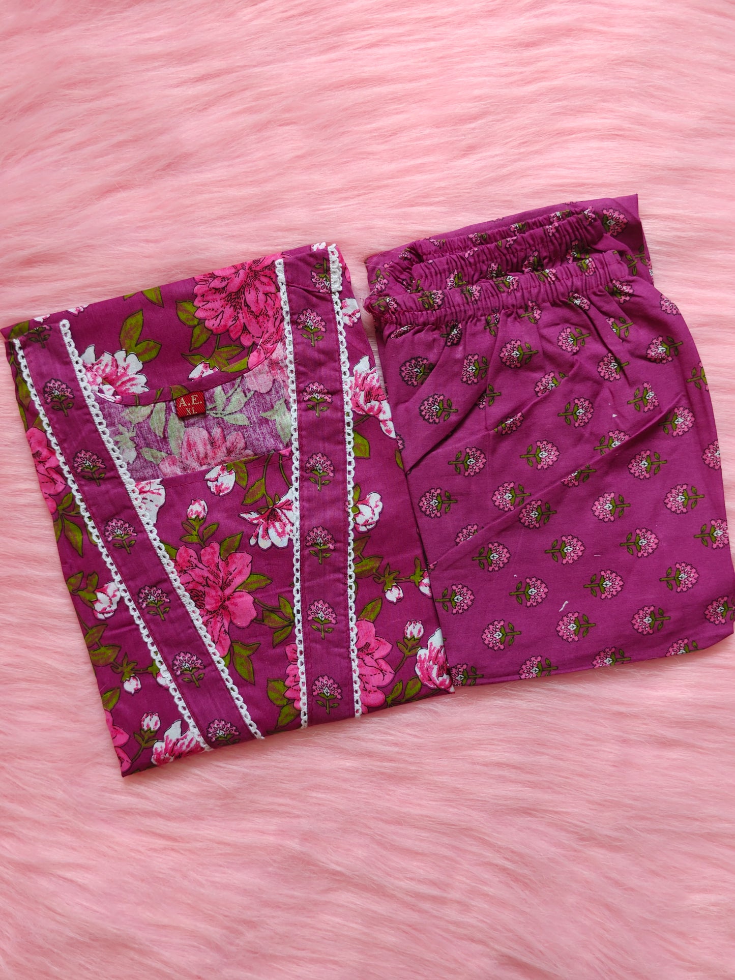 WINE BIG FLOWER COTTON CORD
