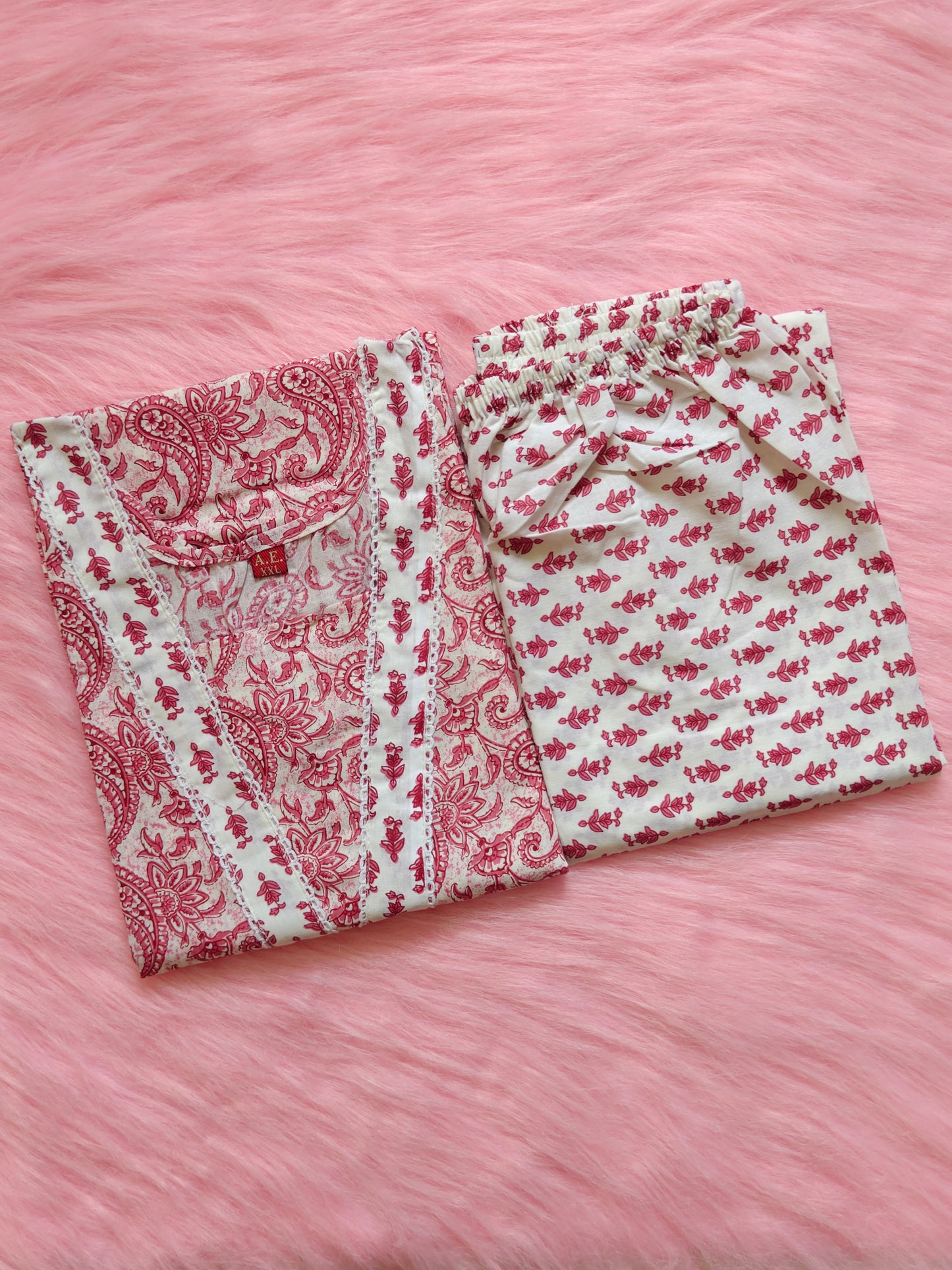 CREAM MAROON COTTON CORD