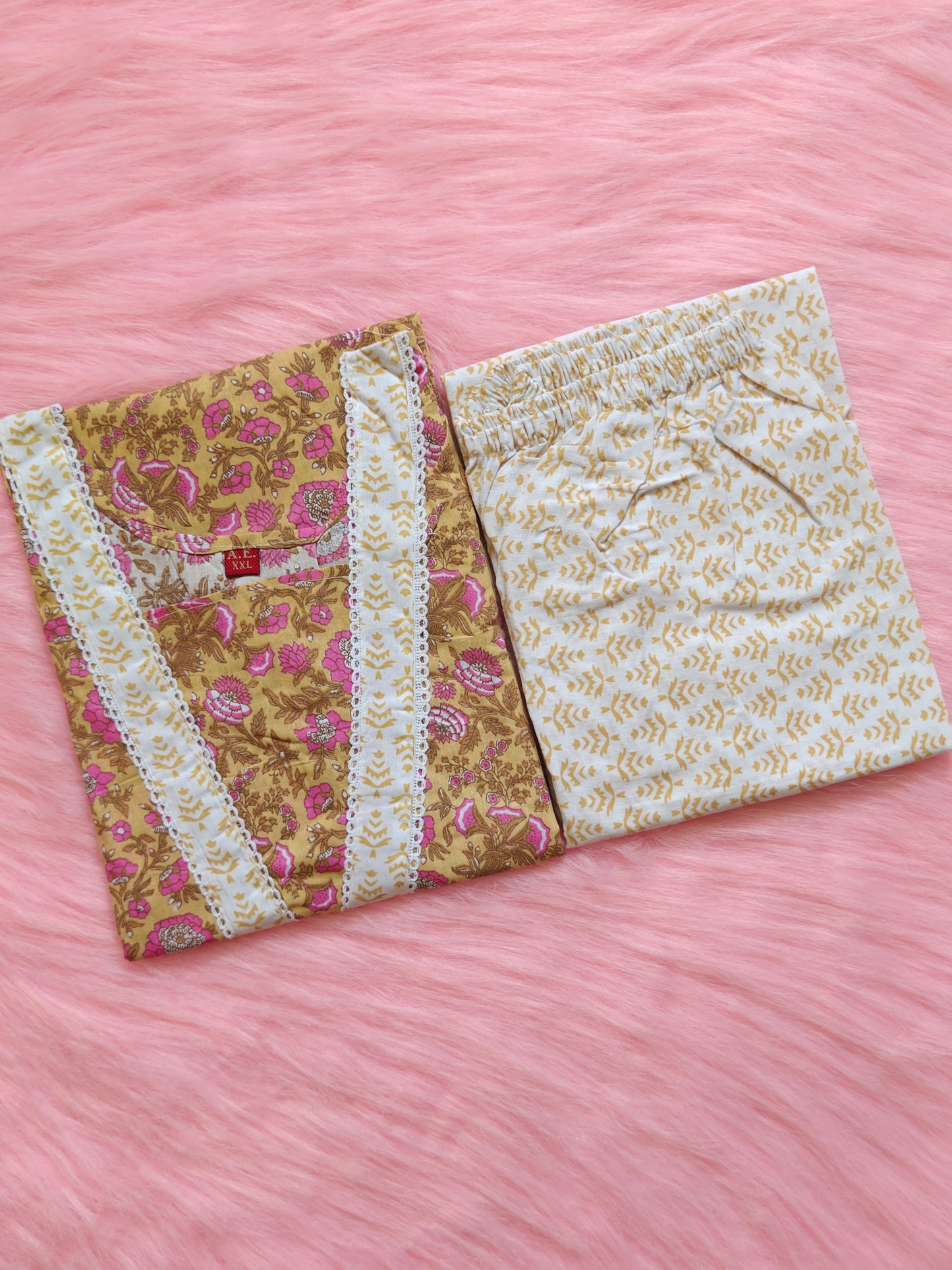 MUSTARD PINK FLORAL COTTON CORD