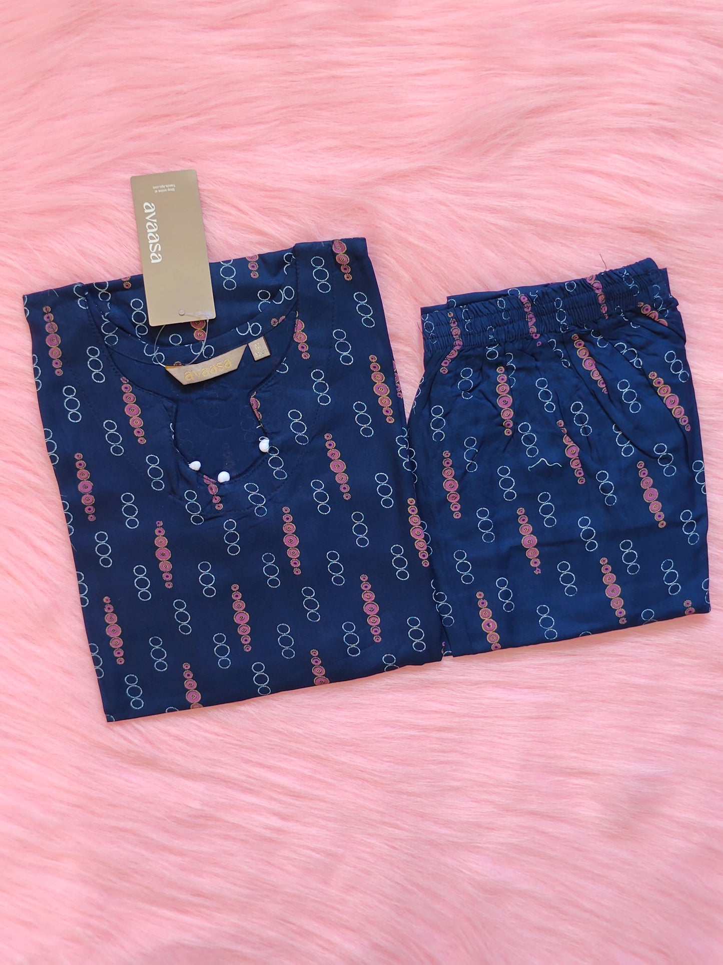 DARK  BLUE  ETHNIC RAYON CORD
