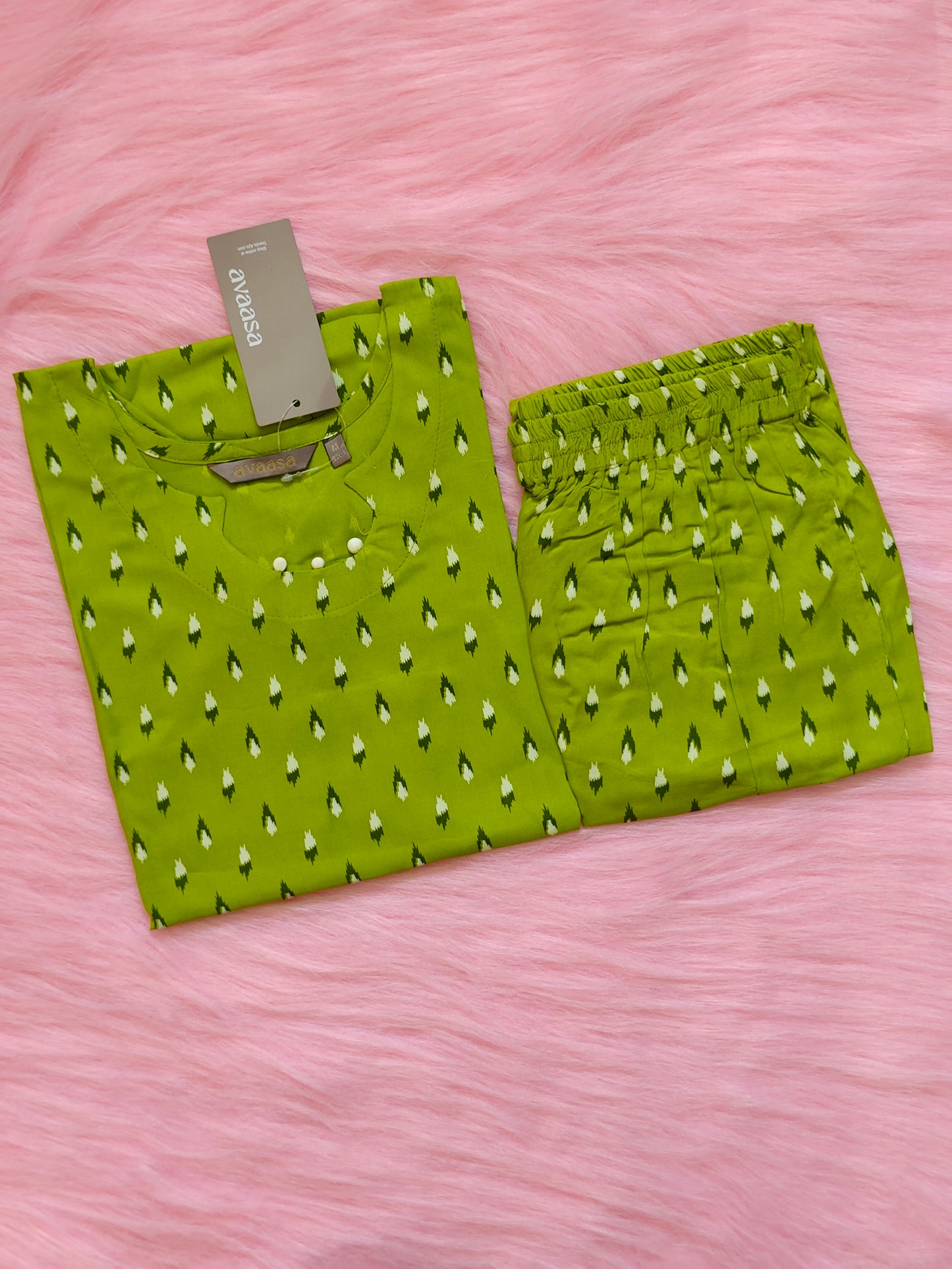 LIME GREEN FLORAL RAYON CORD