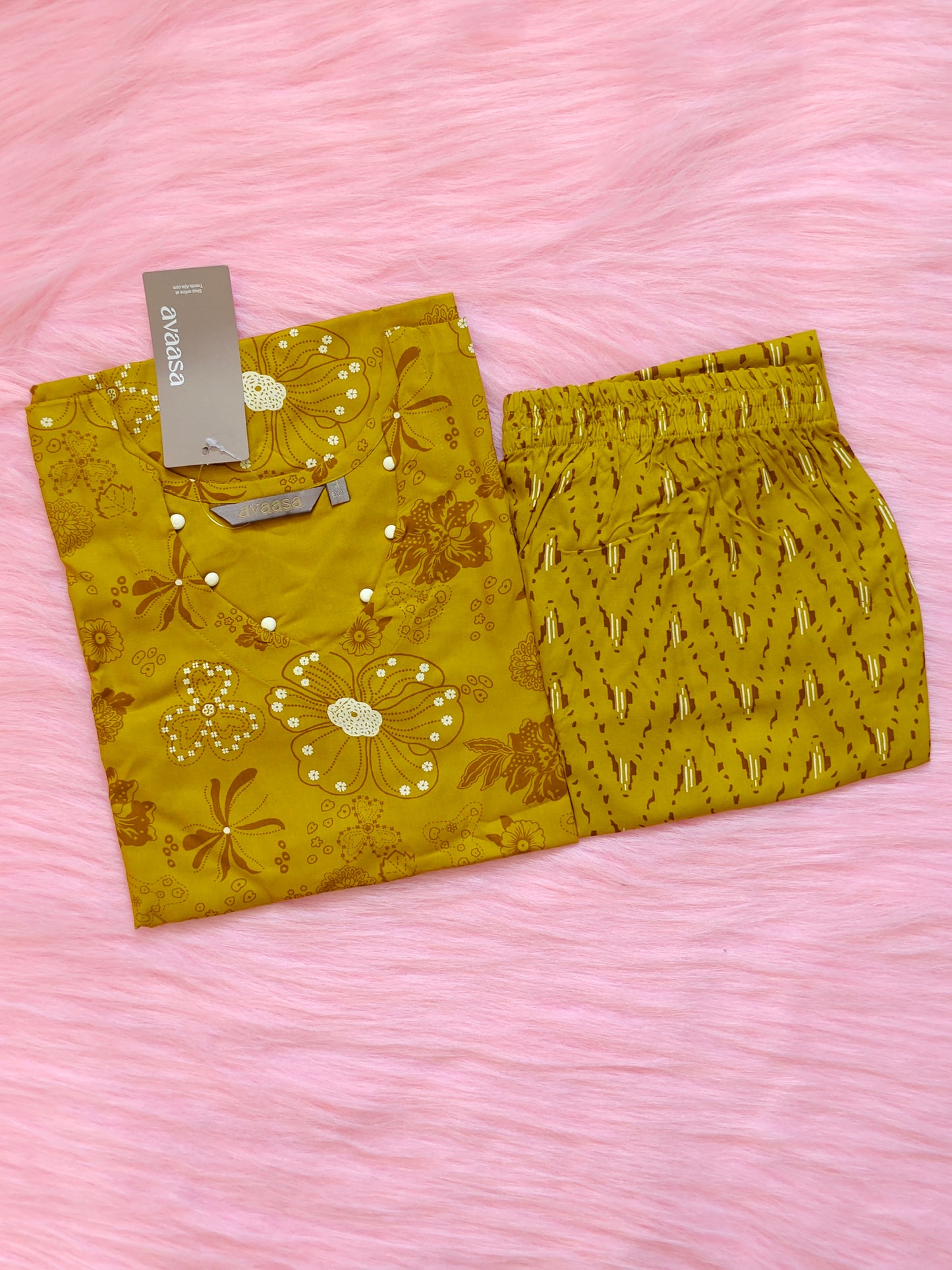 YELLOW FLORAL RAYON CORD