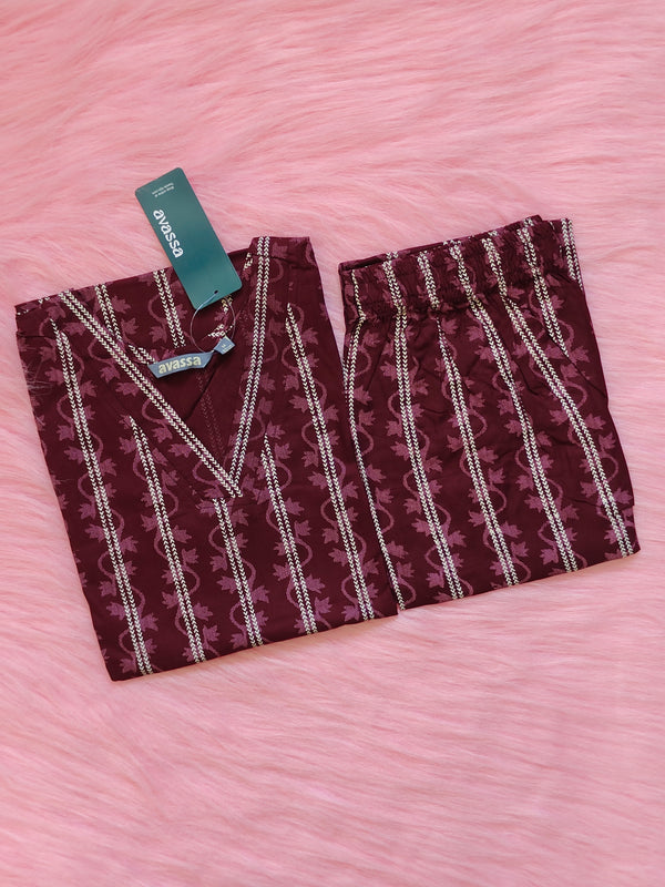 WINE MAROON CHEVRON LINE RAYON CORD