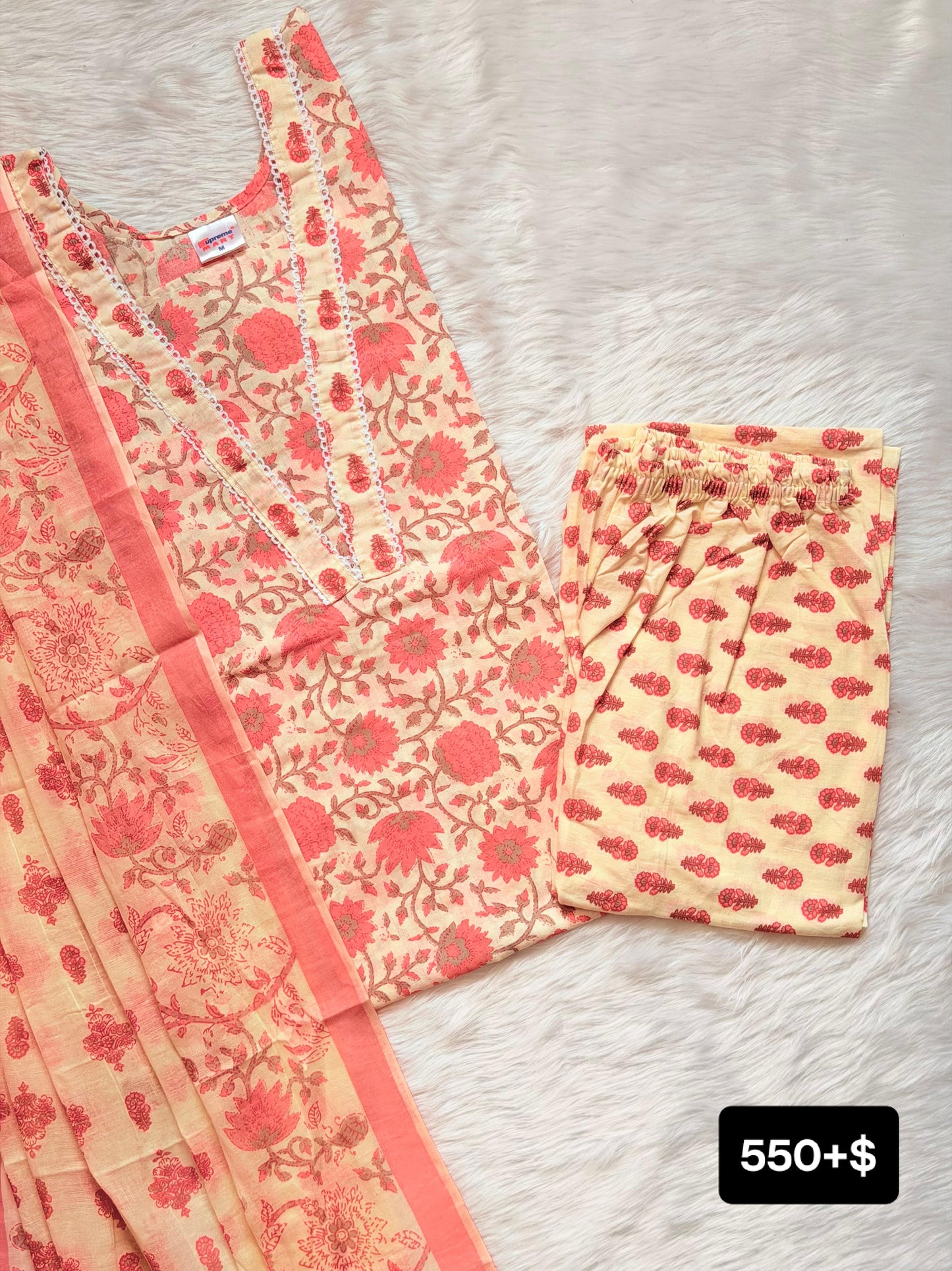 IVORY FLORAL COTTON SET