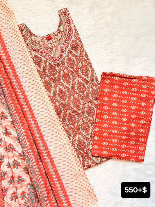 HONEY RED COTTON SET