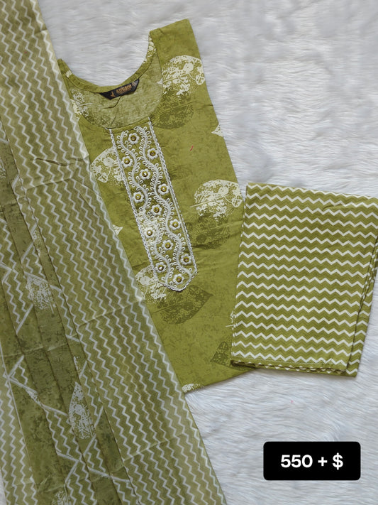 LIGHT GREEN COTTON SET