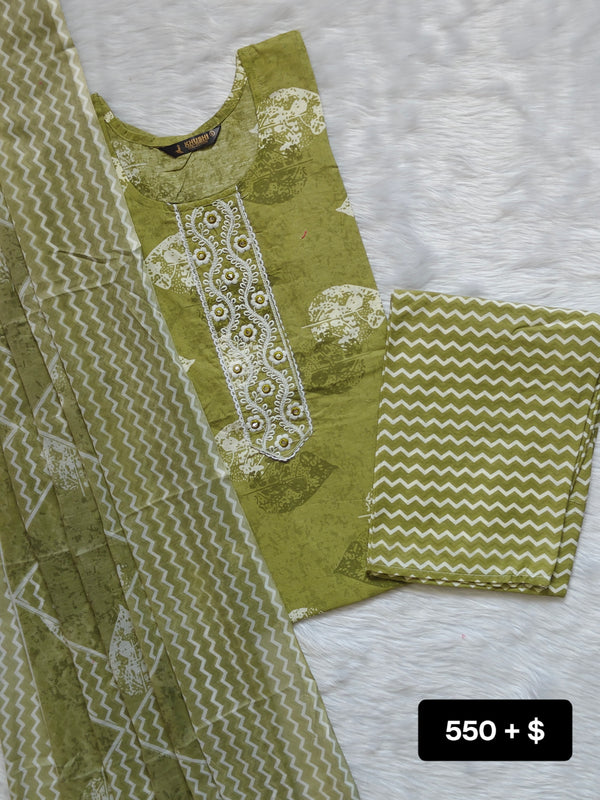LIGHT GREEN COTTON SET