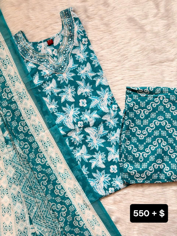 GREENISH BLUE COTTON SET