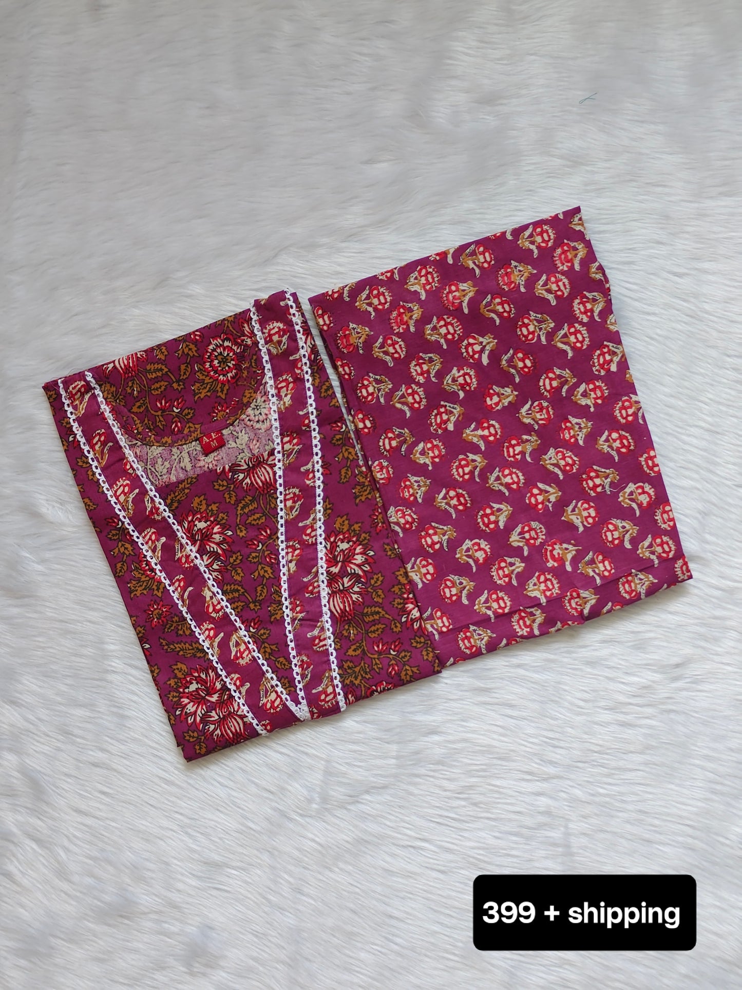 WINE FLORAL COTTON CORD