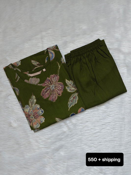 GREEN FLORAL CORD