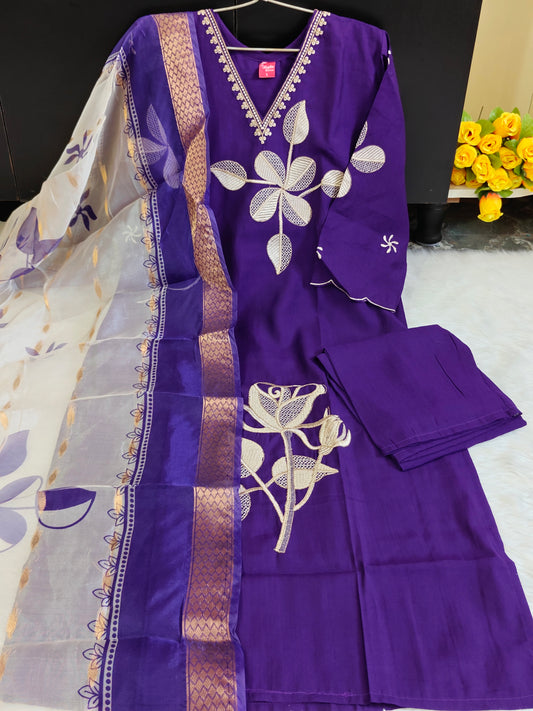 HYANI PURPLE V NECK SET