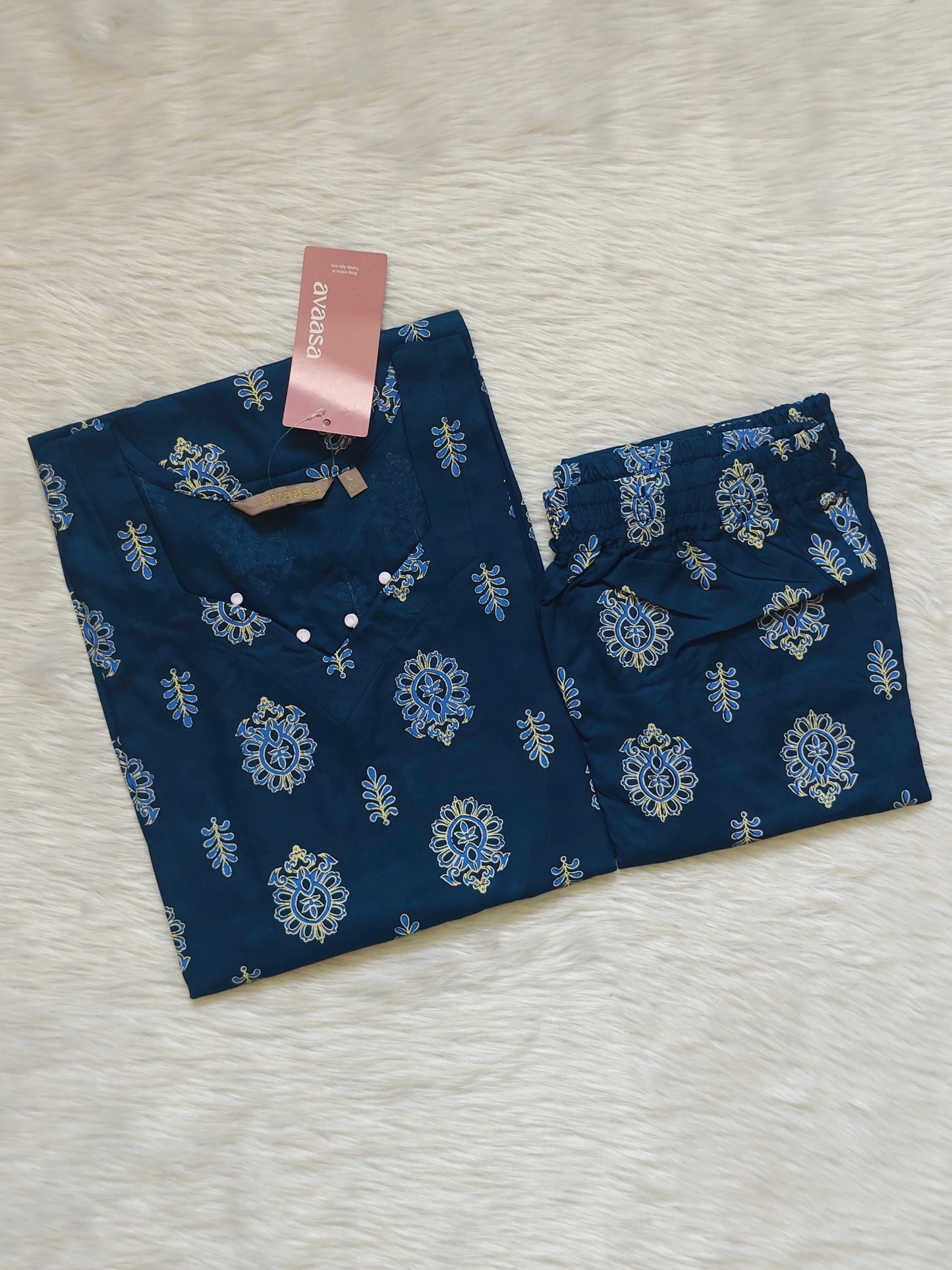 NAVY LIGHT BLUE RAYON CORD