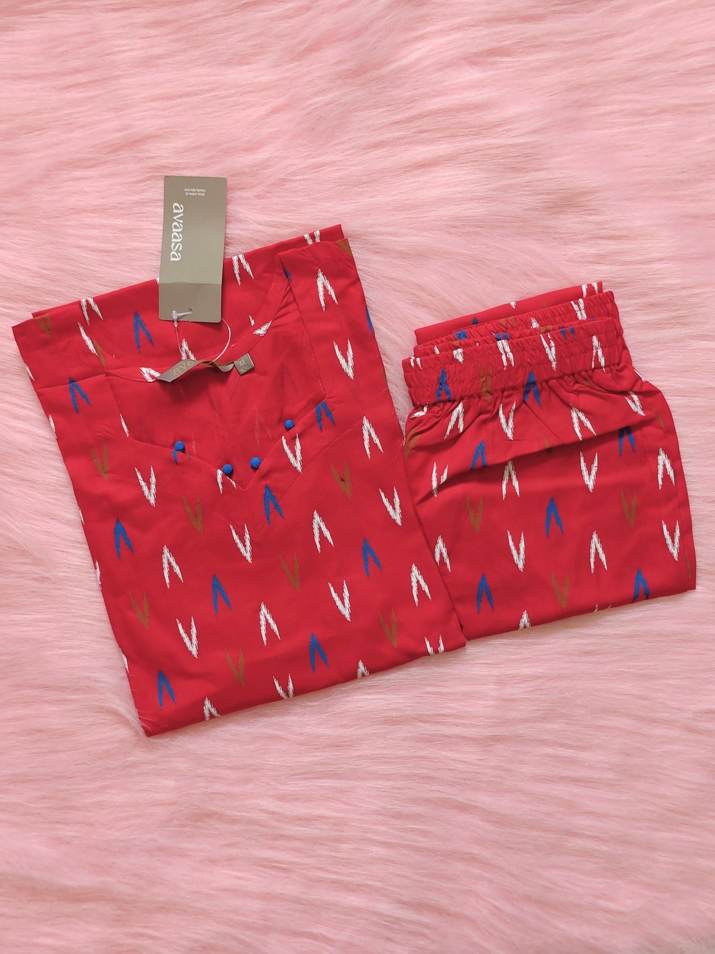 RED GEOMETRIC RAYON CORD