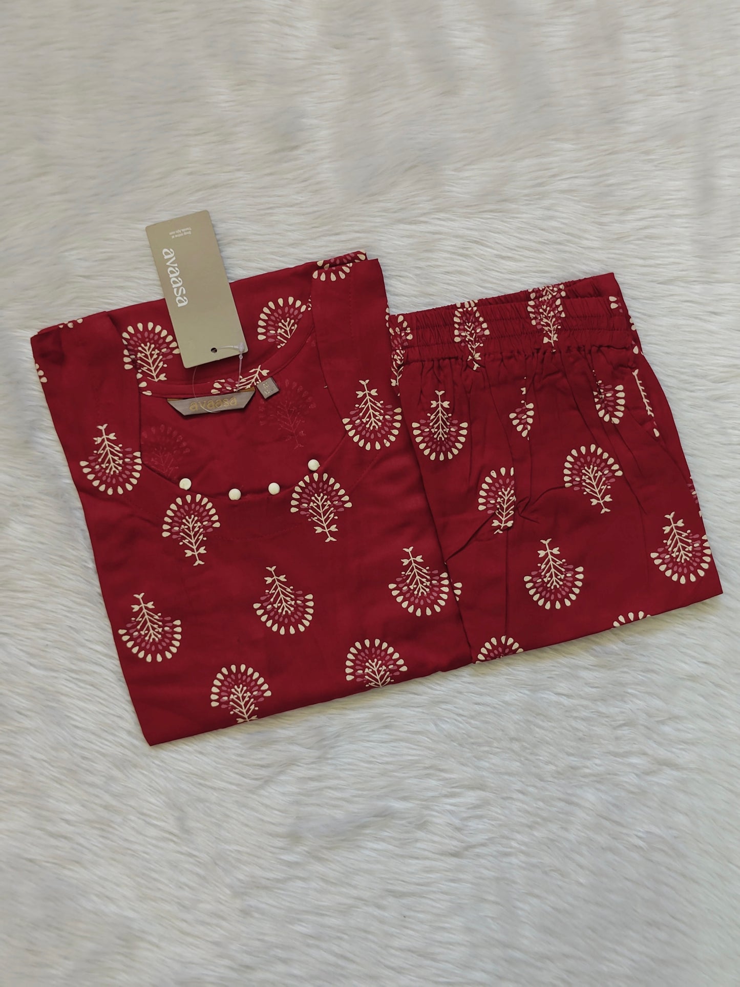 MAROON ABSTRACT LEAF RAYON CORD