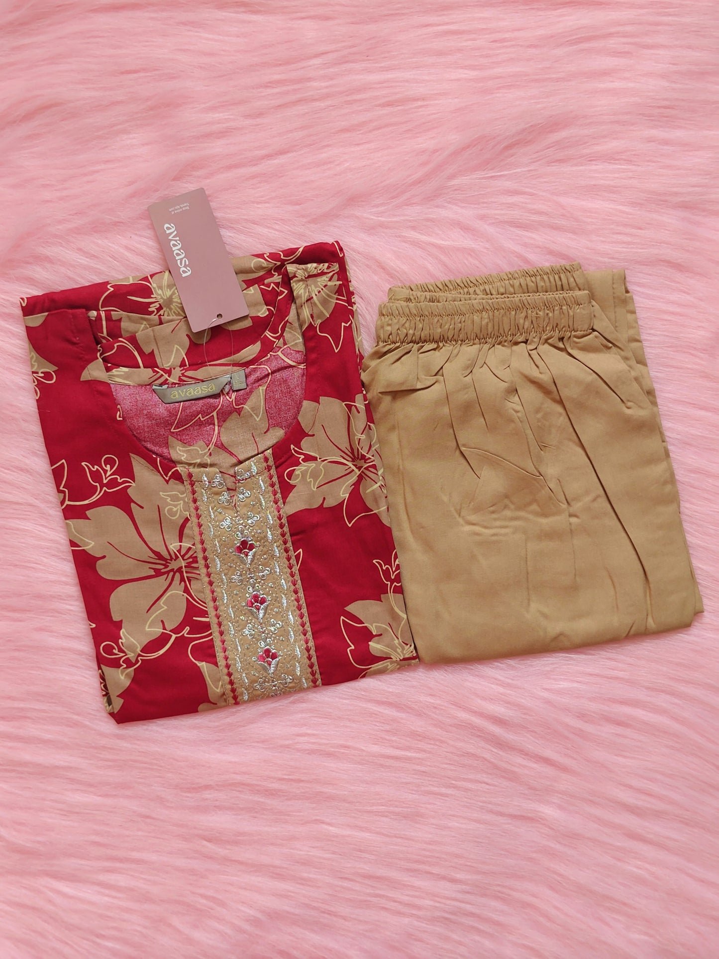 MAROON FLORAL EMBRO CORD