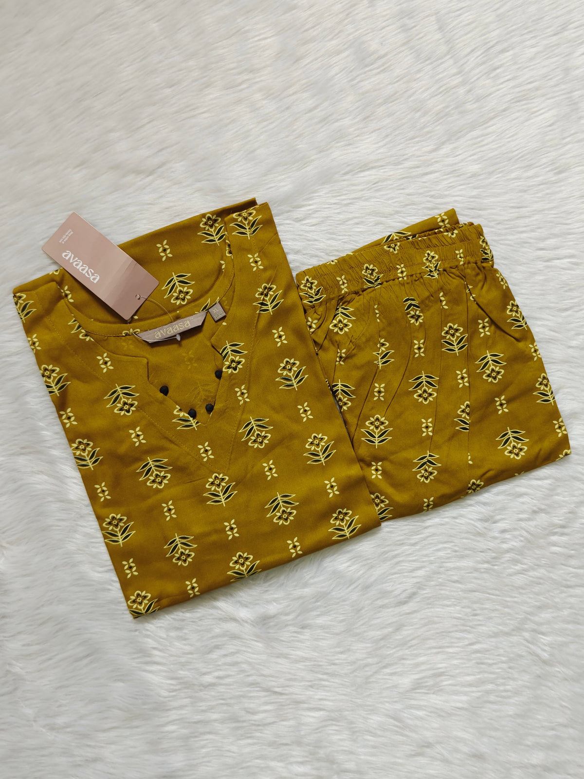 OLIVE MUSTARD FLORAL RAYON CORD ( SC91 )