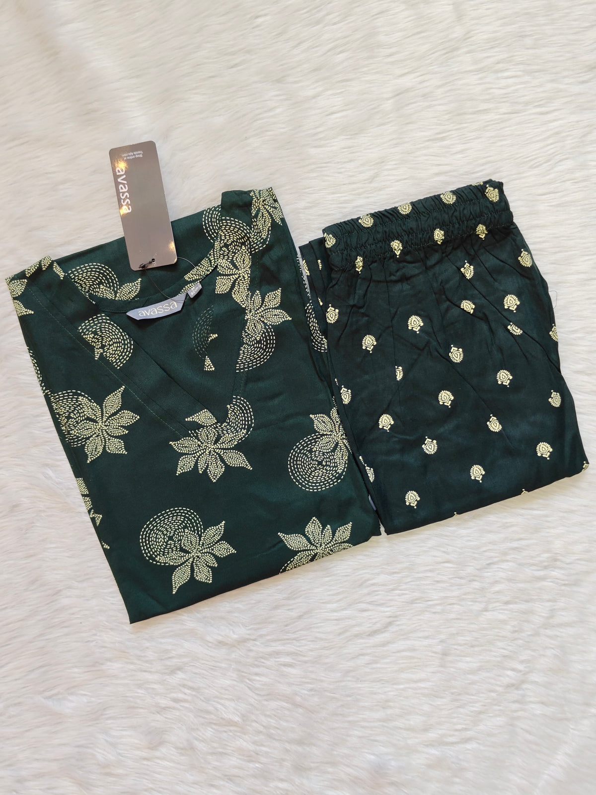 DARK GREEN FLORAL RAYON CORD ( SC293 )